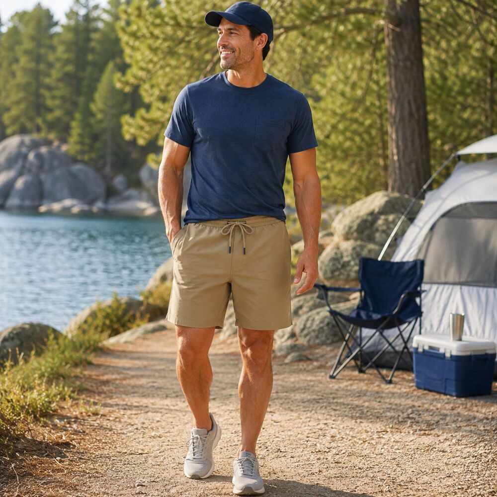 Men's Tech Jogger Shorts UPF 50+ Quick Dry Stretch XXL Tan Hiking Travel Ready